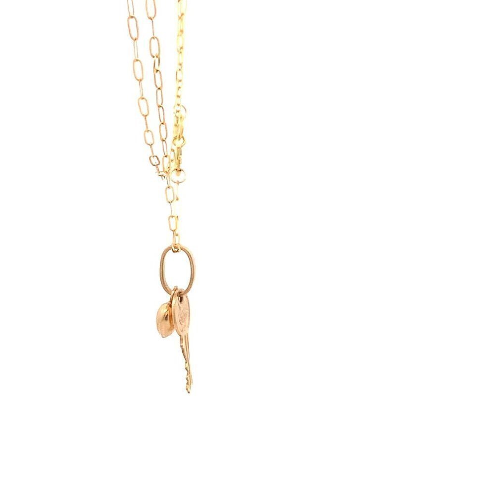 18K Yellow Gold Necklace Chain 18 inches Heart Pendant 1.53 grams - Picture 5 of 13